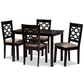 Baxton Studio Henry Modern and Contemporary Sand Fabric Upholstered and Dark Brown Finished Wood 5-Piece Dining Set